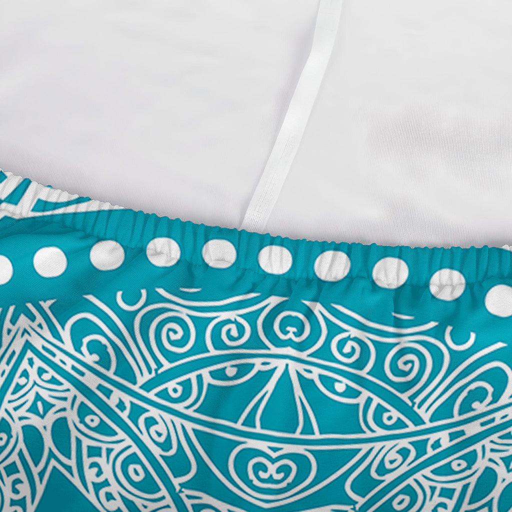 Teal And White Mandala Print Sofa Cover