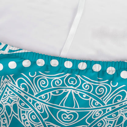 Teal And White Mandala Print Sofa Cover