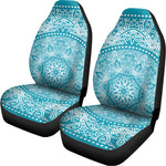 Teal And White Mandala Print Universal Fit Car Seat Covers