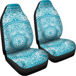 Teal And White Mandala Print Universal Fit Car Seat Covers