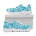 Teal And White Mandala Print White Running Shoes
