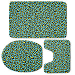Teal And Yellow Leopard Pattern Print 3 Piece Bath Mat Set