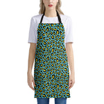 Teal And Yellow Leopard Pattern Print Apron