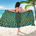 Teal And Yellow Leopard Pattern Print Beach Sarong Wrap