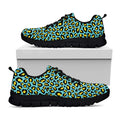 Teal And Yellow Leopard Pattern Print Black Running Shoes