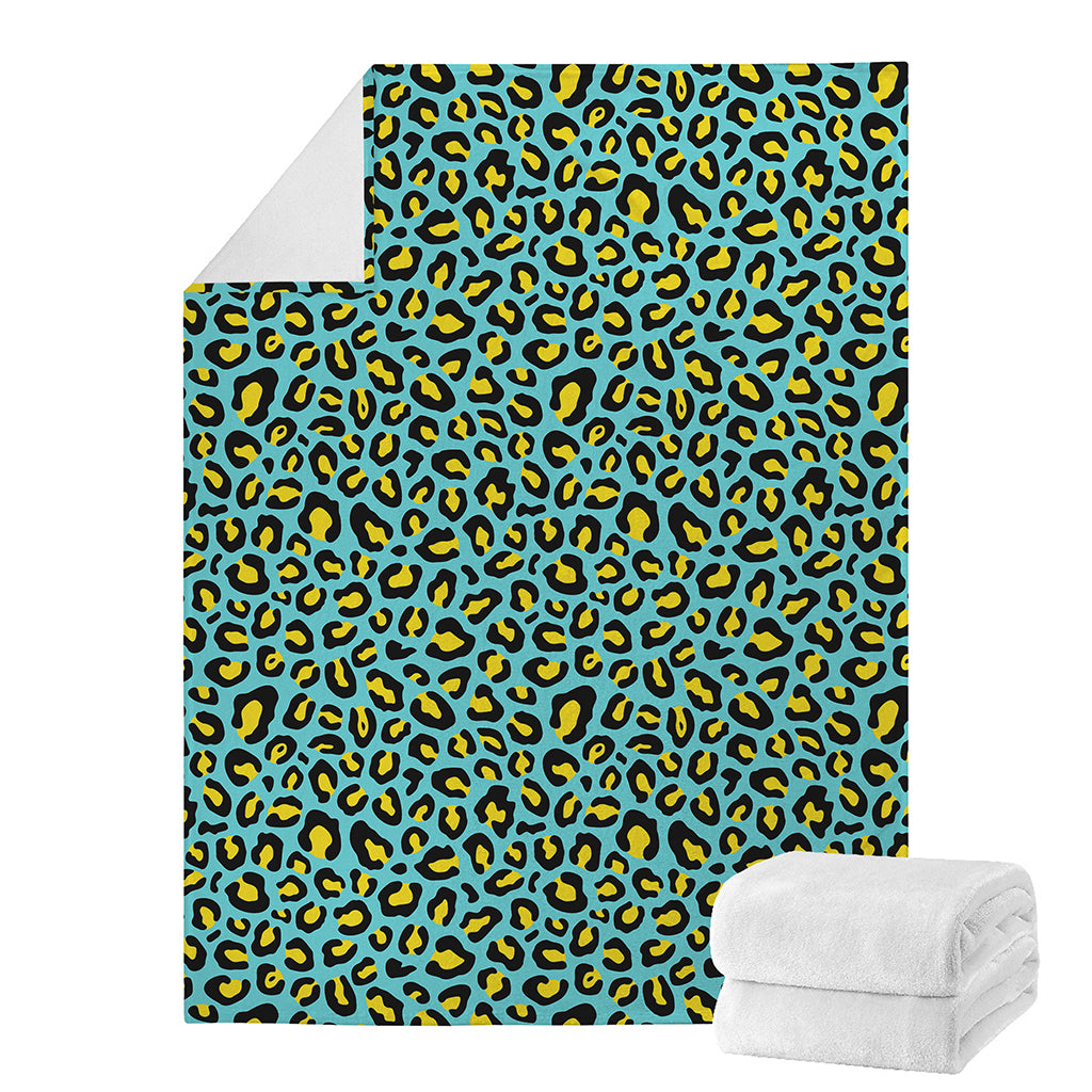 Teal And Yellow Leopard Pattern Print Blanket