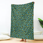 Teal And Yellow Leopard Pattern Print Blanket
