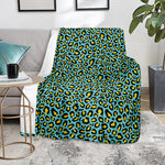 Teal And Yellow Leopard Pattern Print Blanket