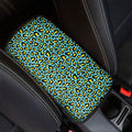 Teal And Yellow Leopard Pattern Print Car Center Console Cover