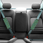 Teal And Yellow Leopard Pattern Print Car Seat Belt Covers