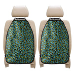 Teal And Yellow Leopard Pattern Print Car Seat Organizers