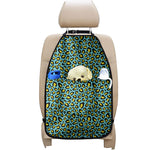 Teal And Yellow Leopard Pattern Print Car Seat Organizers