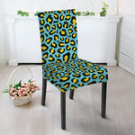 Teal And Yellow Leopard Pattern Print Dining Chair Slipcover