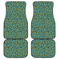 Teal And Yellow Leopard Pattern Print Front and Back Car Floor Mats