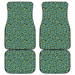 Teal And Yellow Leopard Pattern Print Front and Back Car Floor Mats