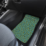 Teal And Yellow Leopard Pattern Print Front and Back Car Floor Mats