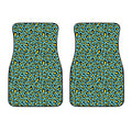 Teal And Yellow Leopard Pattern Print Front Car Floor Mats