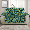 Teal And Yellow Leopard Pattern Print Half Sofa Protector