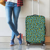 Teal And Yellow Leopard Pattern Print Luggage Cover