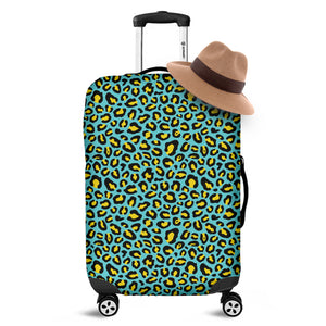 Teal And Yellow Leopard Pattern Print Luggage Cover