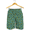 Teal And Yellow Leopard Pattern Print Men's Shorts