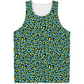 Teal And Yellow Leopard Pattern Print Men's Tank Top