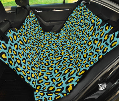 Teal And Yellow Leopard Pattern Print Pet Car Back Seat Cover