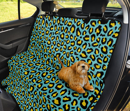 Teal And Yellow Leopard Pattern Print Pet Car Back Seat Cover