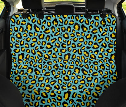 Teal And Yellow Leopard Pattern Print Pet Car Back Seat Cover