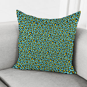 Teal And Yellow Leopard Pattern Print Pillow Cover