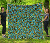 Teal And Yellow Leopard Pattern Print Quilt