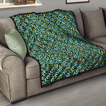 Teal And Yellow Leopard Pattern Print Quilt