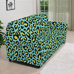Teal And Yellow Leopard Pattern Print Sofa Cover