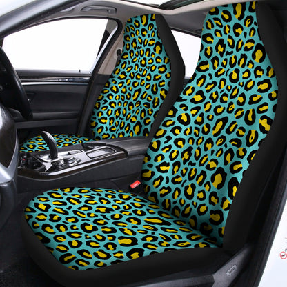 Teal And Yellow Leopard Pattern Print Universal Fit Car Seat Covers