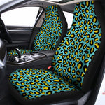 Teal And Yellow Leopard Pattern Print Universal Fit Car Seat Covers