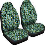 Teal And Yellow Leopard Pattern Print Universal Fit Car Seat Covers