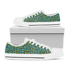 Teal And Yellow Leopard Pattern Print White Low Top Shoes