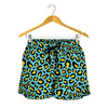 Teal And Yellow Leopard Pattern Print Women's Shorts