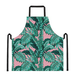 Teal Banana Leaves Pattern Print Apron