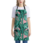 Teal Banana Leaves Pattern Print Apron