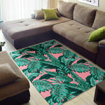 Teal Banana Leaves Pattern Print Area Rug GearFrost