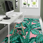 Teal Banana Leaves Pattern Print Area Rug GearFrost