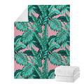 Teal Banana Leaves Pattern Print Blanket