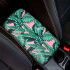 Teal Banana Leaves Pattern Print Car Center Console Cover