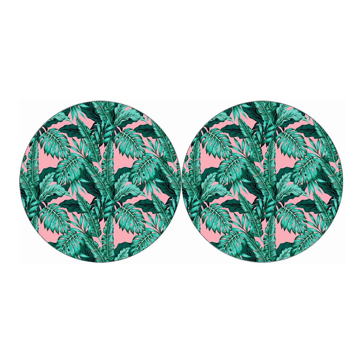 Teal Banana Leaves Pattern Print Car Coasters