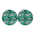 Teal Banana Leaves Pattern Print Car Coasters