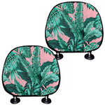 Teal Banana Leaves Pattern Print Car Headrest Covers