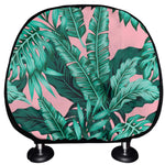 Teal Banana Leaves Pattern Print Car Headrest Covers