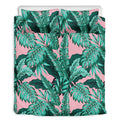 Teal Banana Leaves Pattern Print Duvet Cover Bedding Set