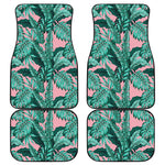 Teal Banana Leaves Pattern Print Front and Back Car Floor Mats